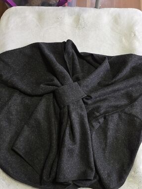 Charcoal Gray Knot Front Cape Wrap